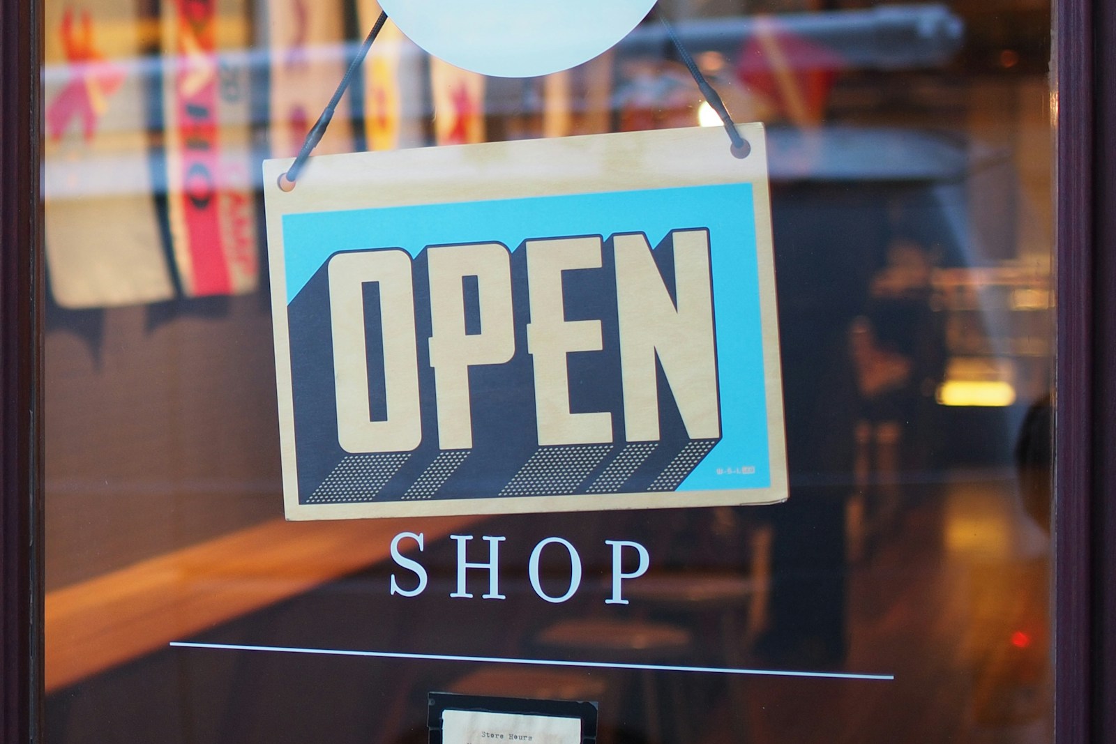 ecommerge: gray and blue Open signage